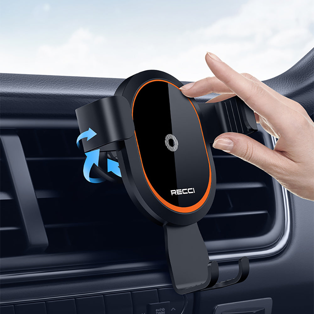 Recci RHO-C26 360 Rotating Ventilation Design Car Phone Holder Black