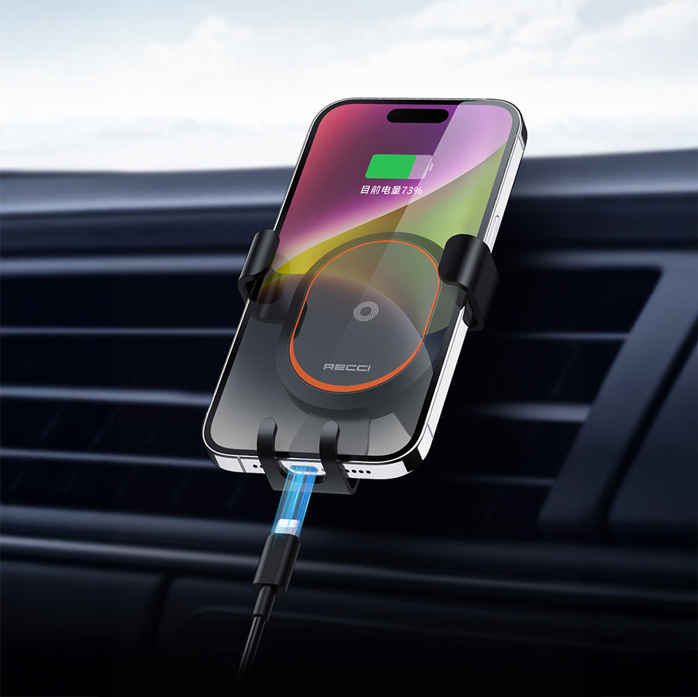 Recci RHO-C26 360 Rotating Ventilation Design Car Phone Holder Black