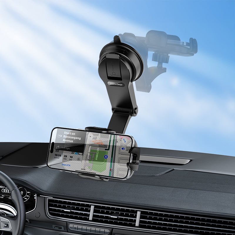 Recci RHO-C39 360 Degree Rotating Suction Cup Car Phone Holder Black