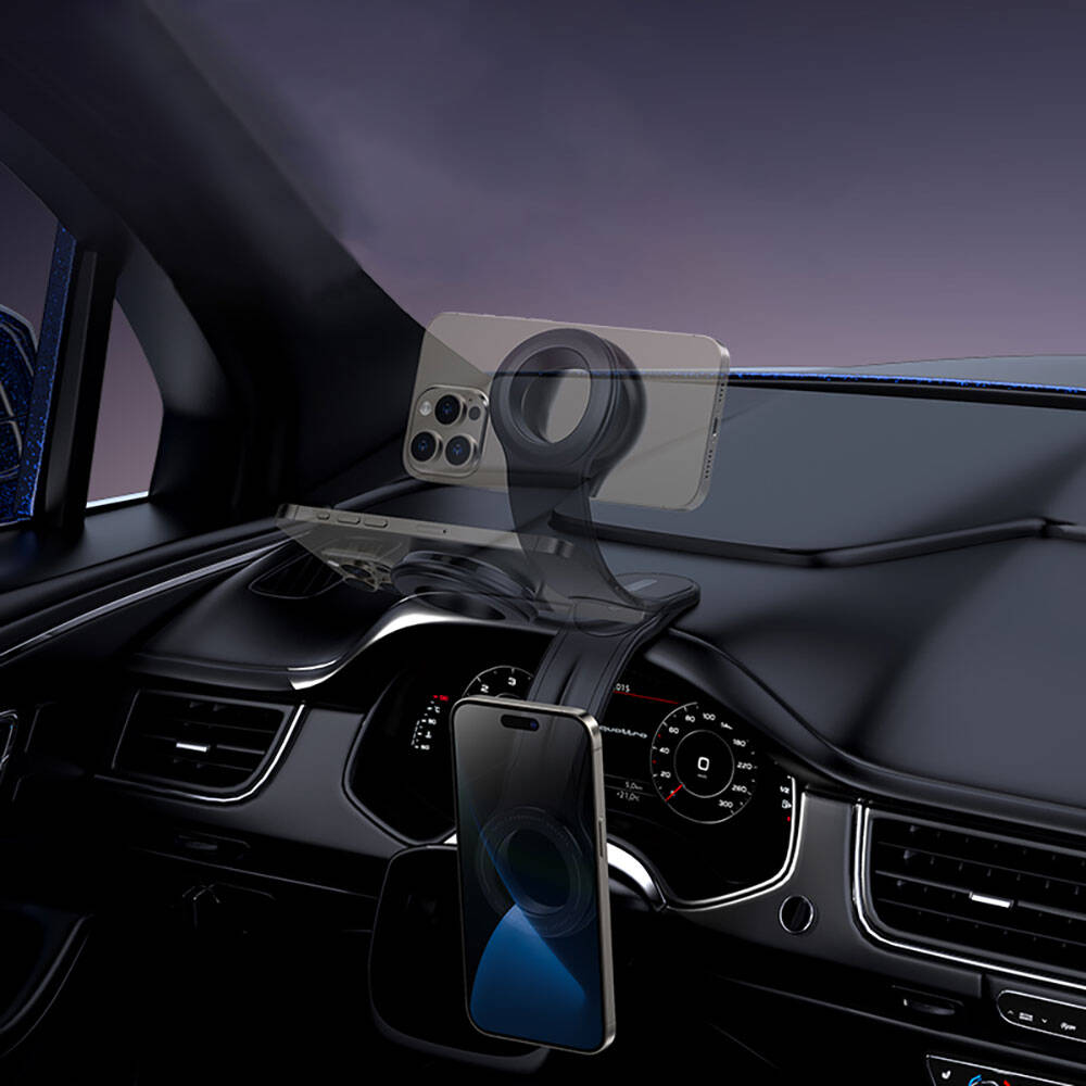 Recci RHO-C40 Magnetic M-safe Compatible Bendable Curved and Flat Floor Car Phone Holder Black
