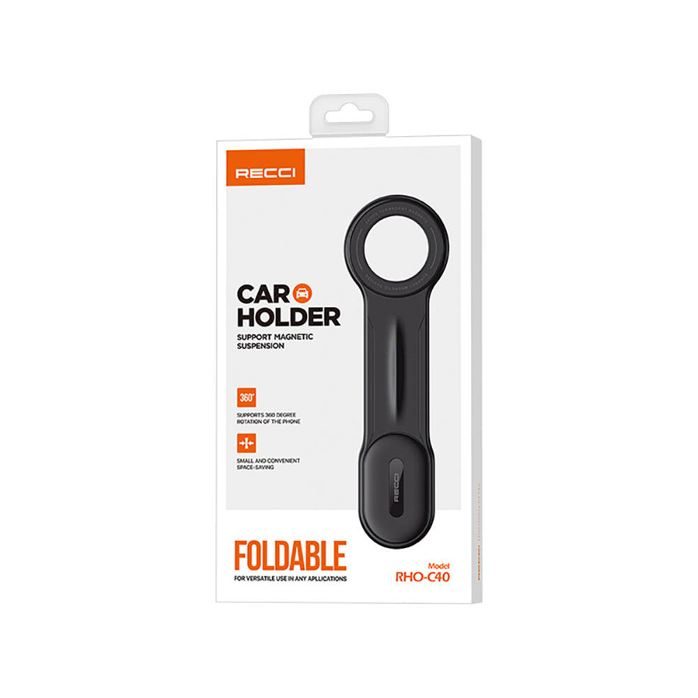 Recci RHO-C40 Magnetic M-safe Compatible Bendable Curved and Flat Floor Car Phone Holder Black