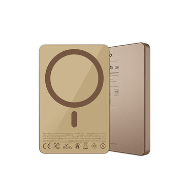 Recci RP33 PD 20W Ultra İnce Led Göstergeli Hızlı Şarj Özellikli Wireless Powerbank 15W 5000mAh Gold