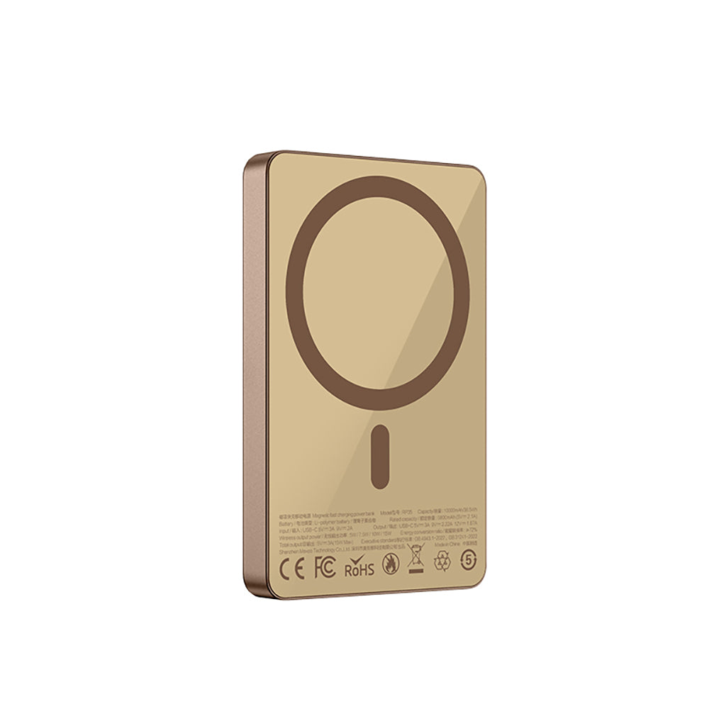 Recci RP35 PD 20W LED Indicator Fast Charging Wireless Powerbank 15W 10000mAh Gray