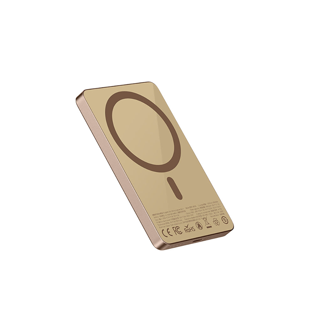 Recci RP35 PD 20W LED Indicator Fast Charging Wireless Powerbank 15W 10000mAh Gold
