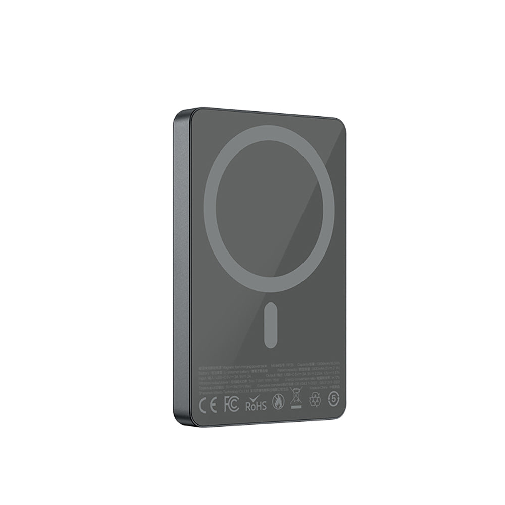 Recci RP35 PD 20W LED Indicator Fast Charging Wireless Powerbank 15W 10000mAh Gray