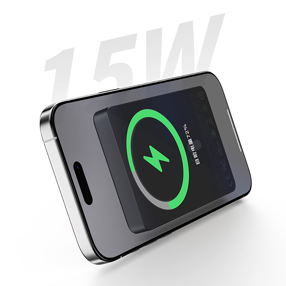 Recci RP35 PD 20W LED Indicator Fast Charging Wireless Powerbank 15W 10000mAh Gray