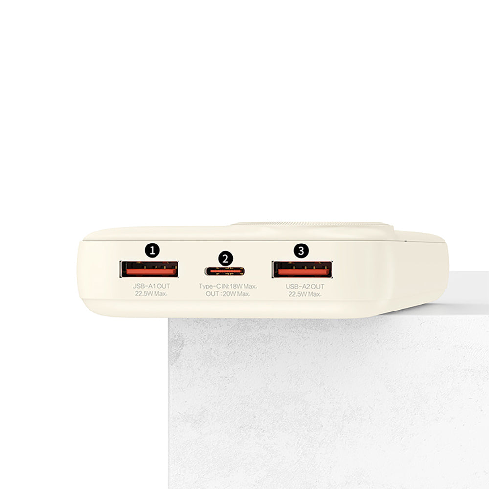Recci RPB-P48 PD 20W Dijital LED Göstergeli Hızlı Şarj Özellikli Taşınabilir Powerbank 22.5W 10000mAh Krem