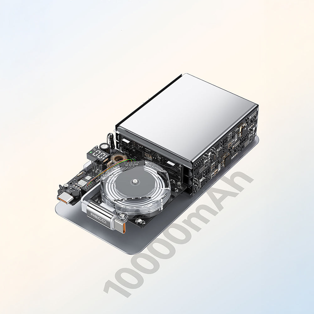 Recci RPB-P58 PD Hızlı Şarj Özellikli Type-C Kablolu Powerbank 22.5W 10.000mAh Siyah