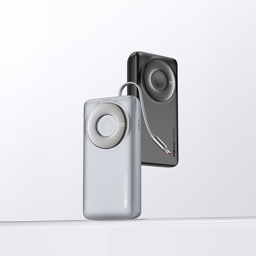 Recci RPB-P72 Hızlı Şarj Özellikli Type-C Kablolu Powerbank 65W 20.000mAh Siyah