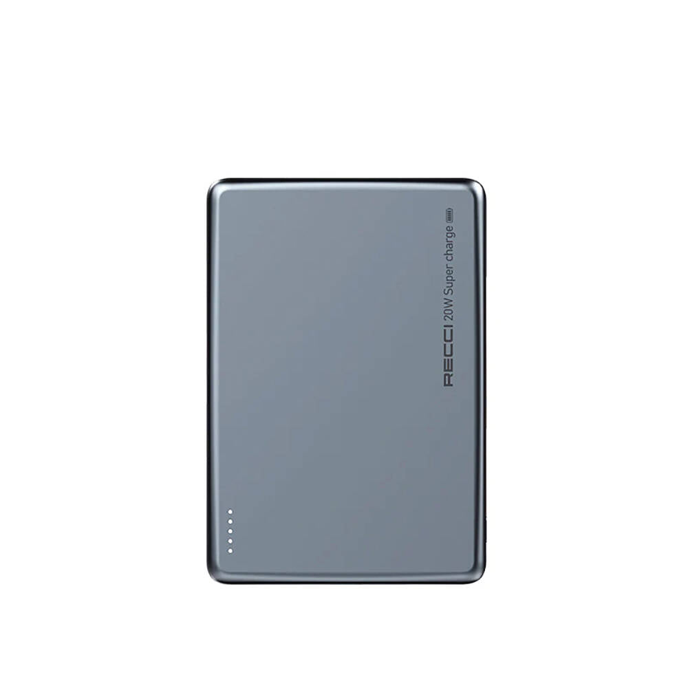 Recci RPB-W20 Taşınabilir Wireless Şarj ve PD Hızlı Şarj Özellikli Powerbank 15W 4900mAh Gold