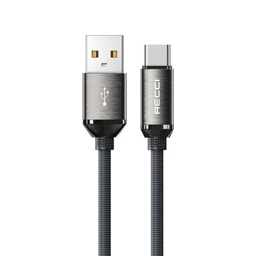 Recci RS35C USB-A to Type-C Örgü Tasarımlı Hızlı Şarj Özellikli Data ve Şarj Kablosu 1M
