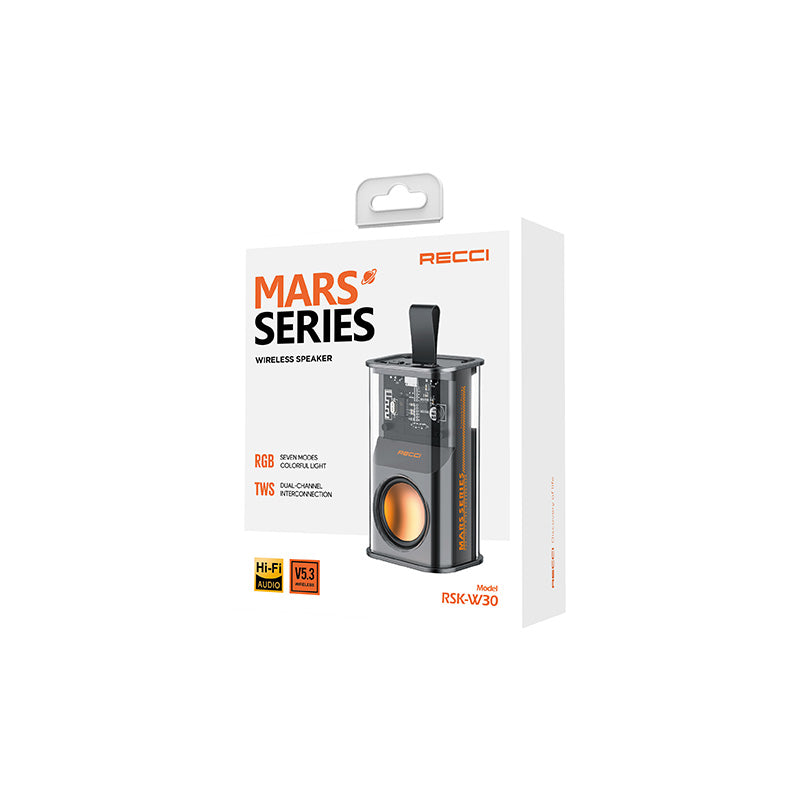 Recci RSK-W30 Mars Series Hi-Fi RGB Illuminated Wireless Bluetooth 5.3 Speaker 500mAh Black