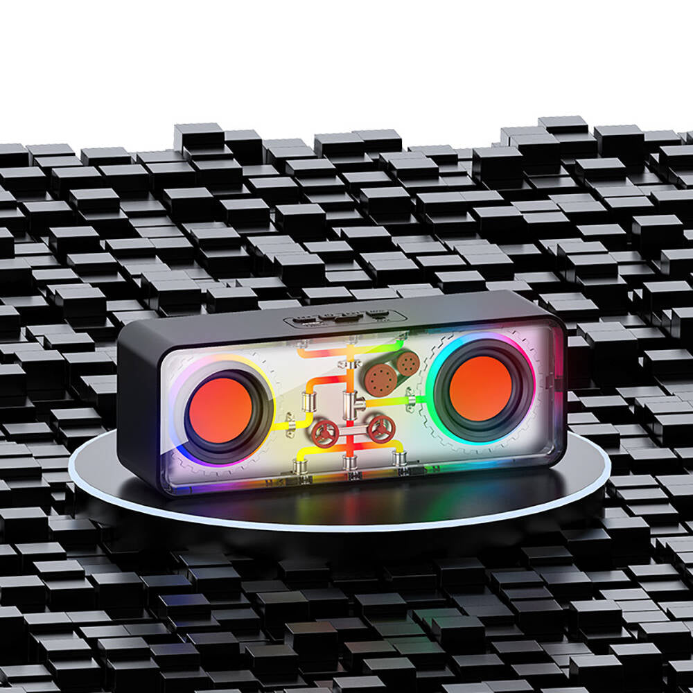 Recci RSK-W38 Space Station Series RGB LED Bluetooth Speaker with FM Radio White