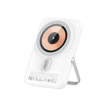 Recci W08 Metal Standlı 15W M-safe Şarj Özellikli 20W PD Hızlı Şarj Powerbank 10000mAh Siyah