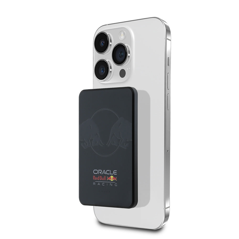 Redbull Original Licensed M-safe Charging Feature Digital LED Display Double Bull Printed Powerbank 5000mAh 15W Black