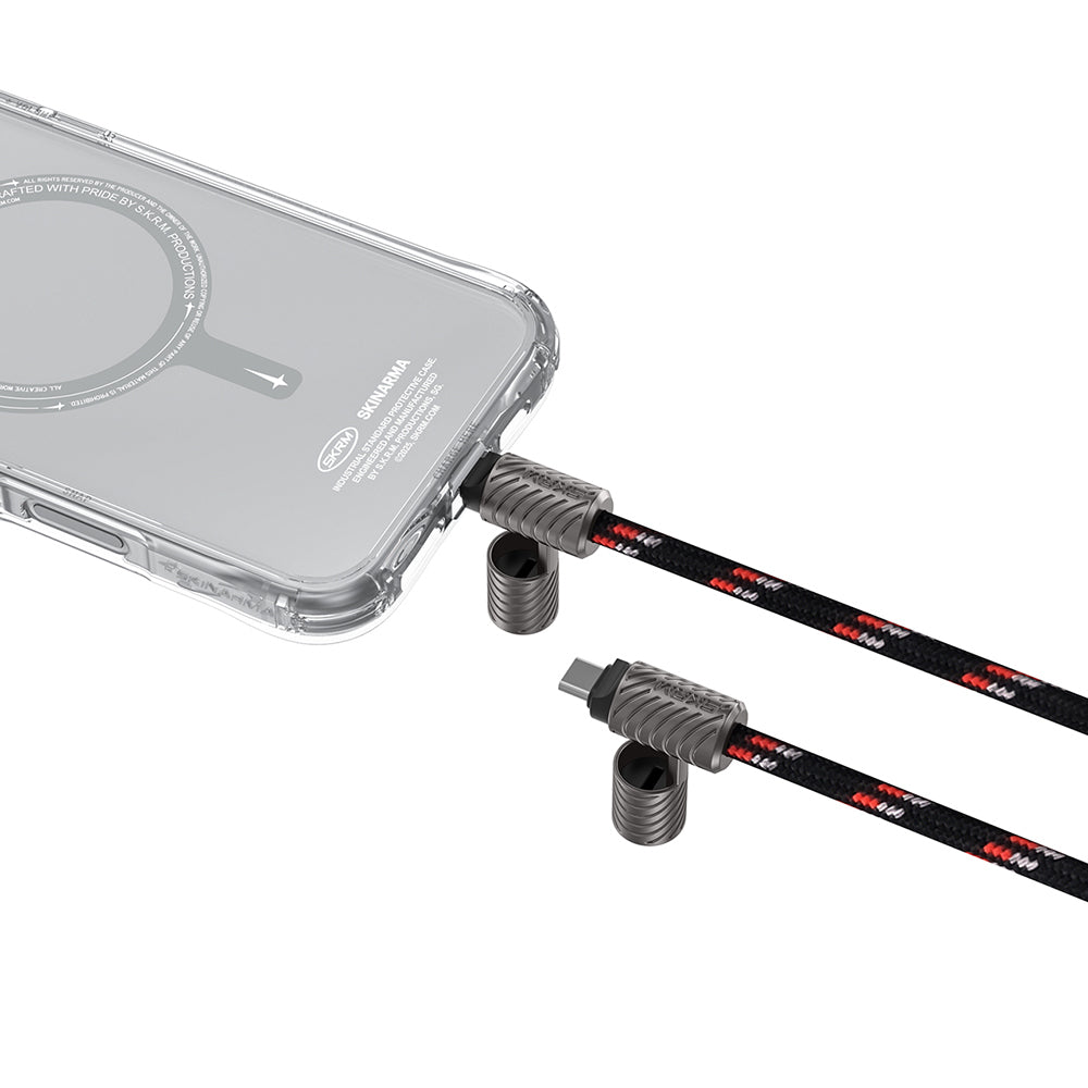 Skinarma DynoVE Serisi Type-C to Type-C Askı İpi Tasarımlı Şarj ve Data Kablosu Siyah