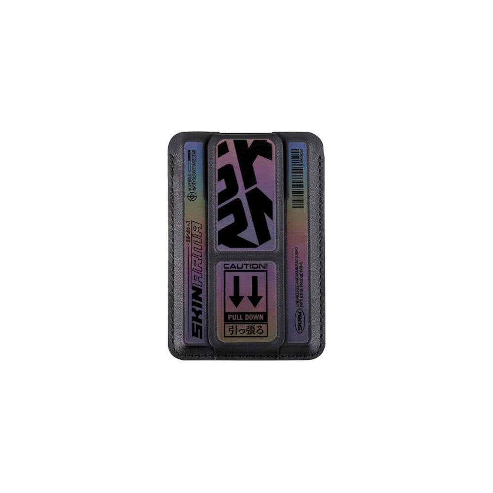 SkinArma Kado Kira Kobai Holographic Design Stand Leather Look Card Holder Smoke