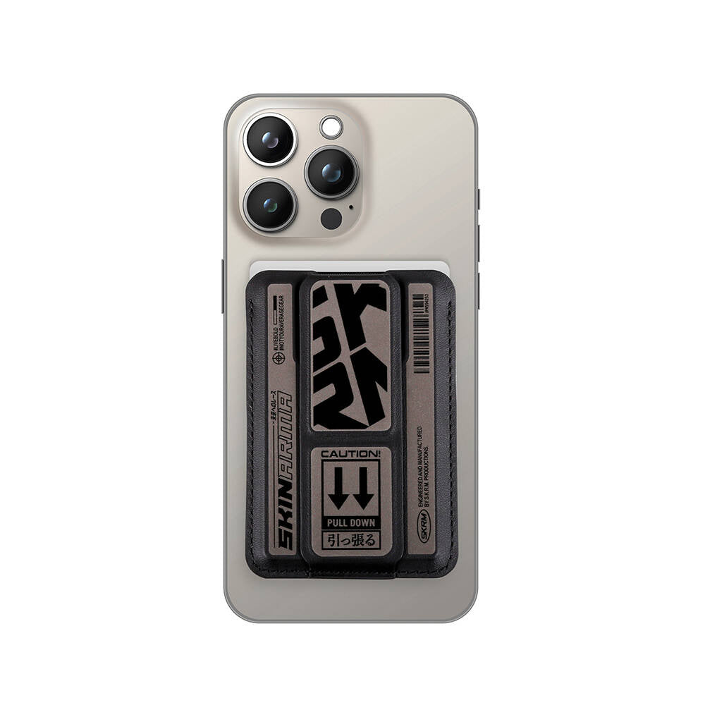 SkinArma Kado Kira Kobai Holographic Design Stand Leather Look Card Holder Smoke