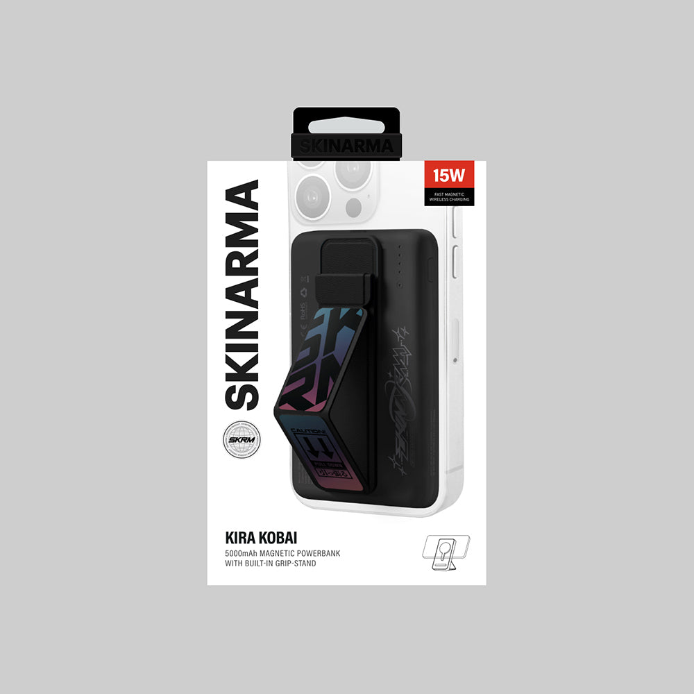 SkinArma Kira Kobai Holografik Tasarımlı Standlı Wireless ve PD Hızlı Şarj Özellikli Powerbank 15W 5000mAh Colorful