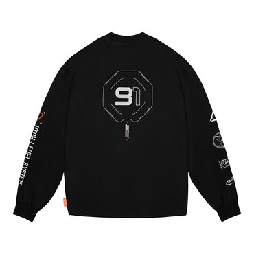 Skinarma Neptune Uzun Kollu Oversize Unisex Bisiklet Yaka Siyah Sweatshirt
