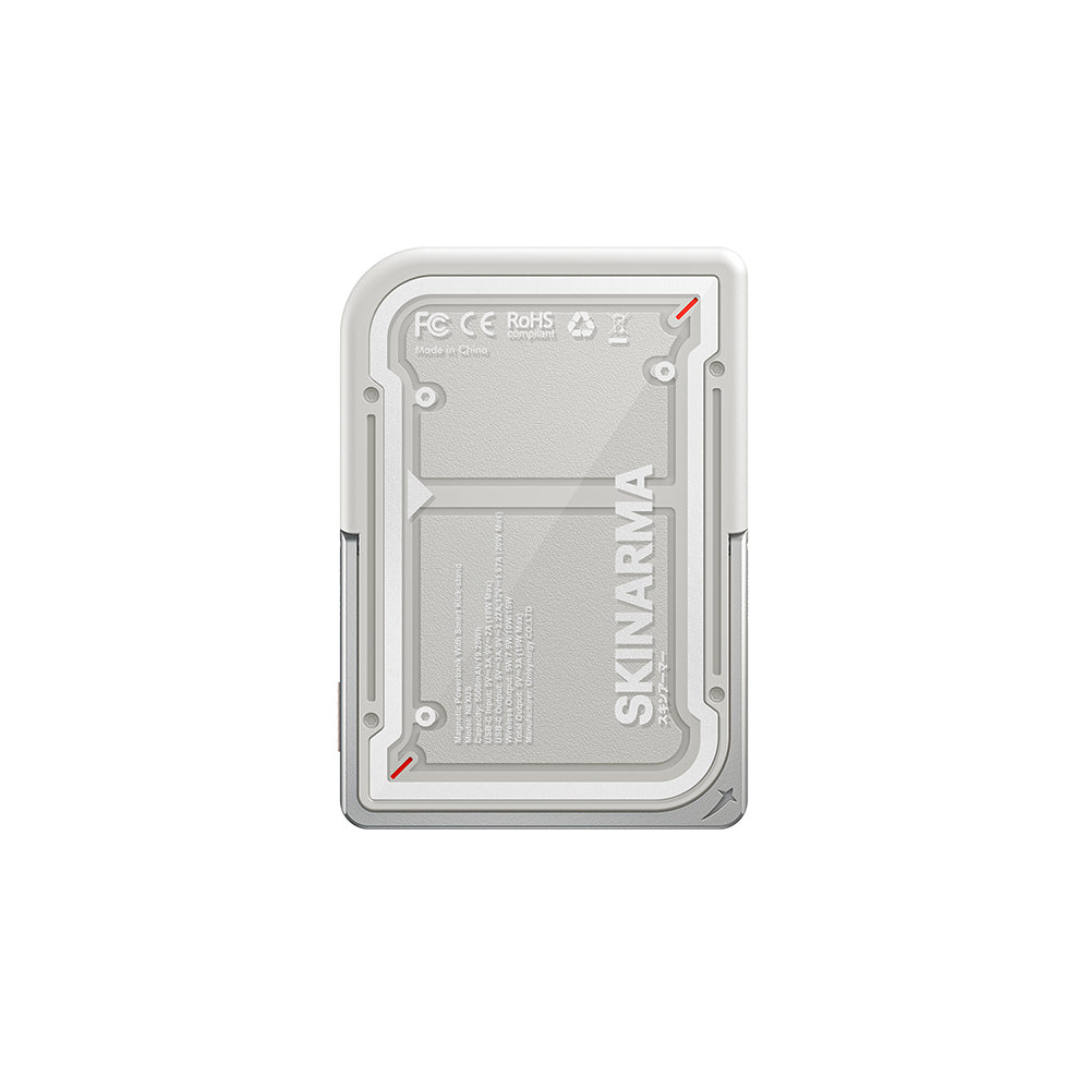 Skinarma Nexus Mecha Kablosuz ve PD Hızlı Şarj Özellikli Metal Standlı Taşınabilir Powerbank 20W 5000mAh Açık Gri