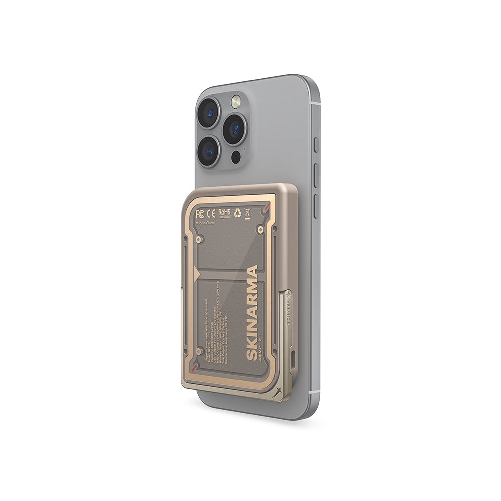 Skinarma Nexus Mecha Kablosuz ve PD Hızlı Şarj Özellikli Metal Standlı Taşınabilir Powerbank 20W 5000mAh Siyah