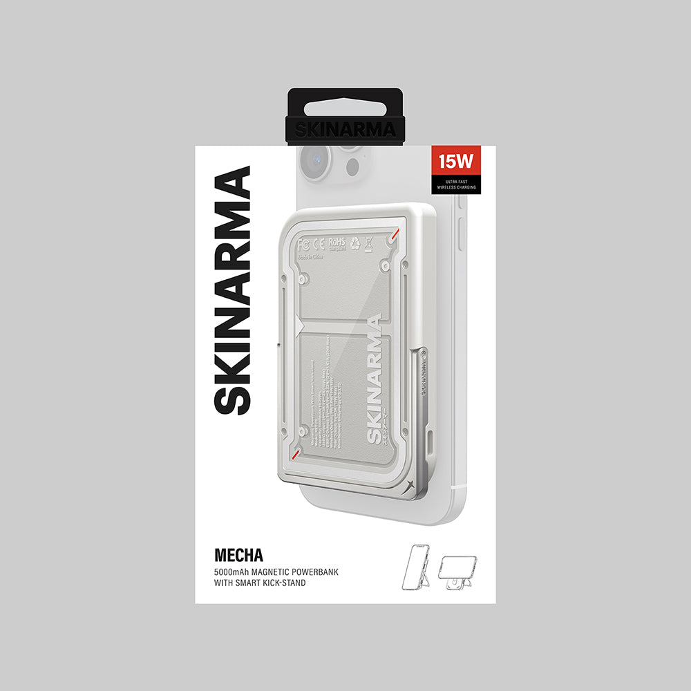 Skinarma Nexus Mecha Kablosuz ve PD Hızlı Şarj Özellikli Metal Standlı Taşınabilir Powerbank 20W 5000mAh Gold