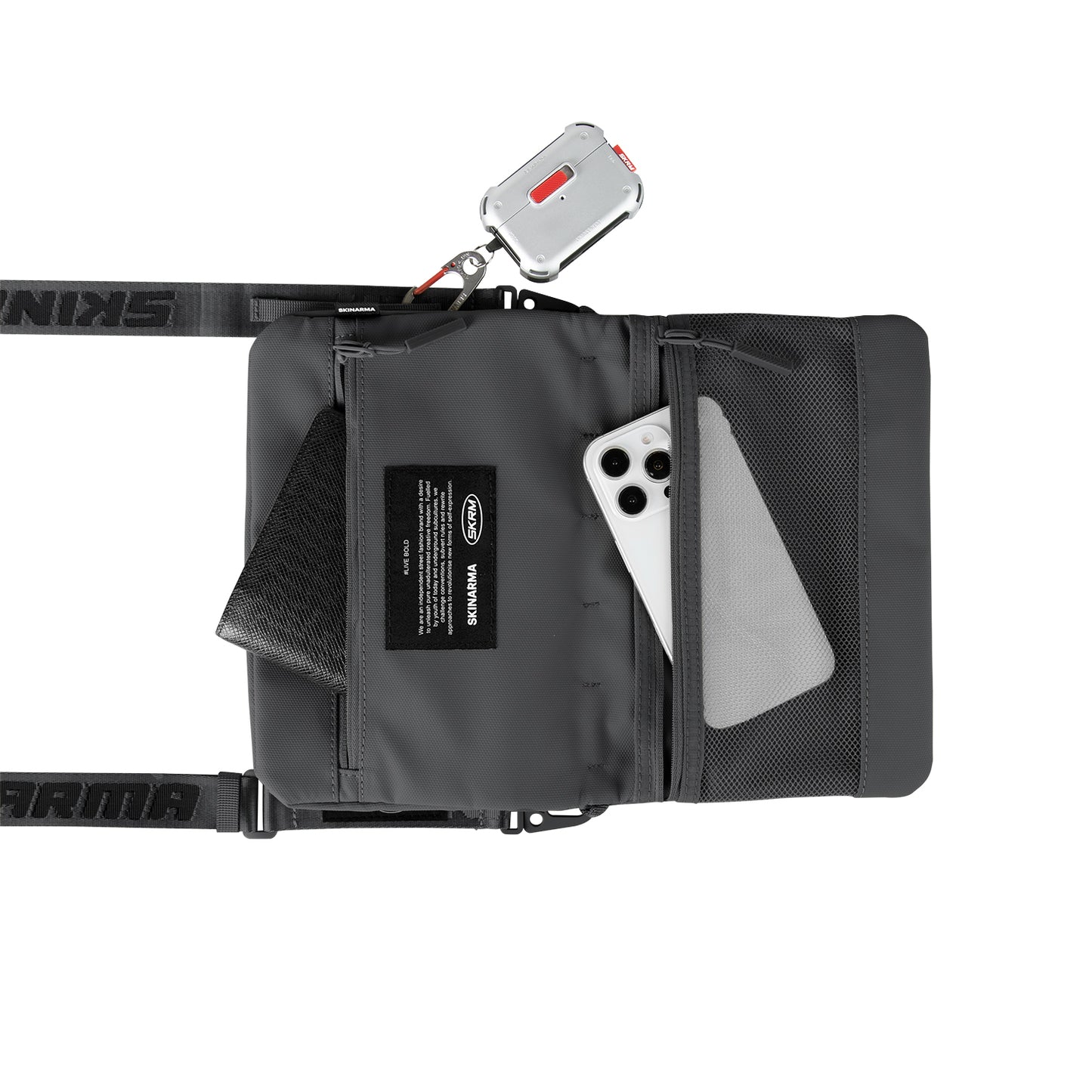 Skinarma Satchel Juno Desenli Naylon Scout Bilek Askı Kayışlı Aksesuar Çantası Mavi