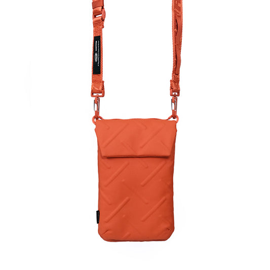 Skinarma Sling Pouch Juno Cross-Hatch Desenli Naylon Scout Boyun Askı Kayışlı Çapraz Vücut Çantası Turuncu