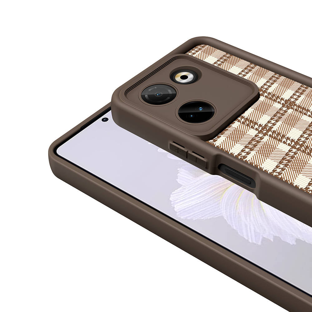 Tecno Camon 20 Pro 4G Case Camera Protection Printed Back Surface Zore Classy Cover Light Brown