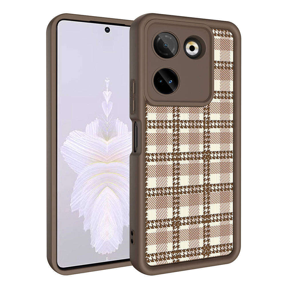 Tecno Camon 20 Pro 4G Case Camera Protection Printed Back Surface Zore Classy Cover Light Brown