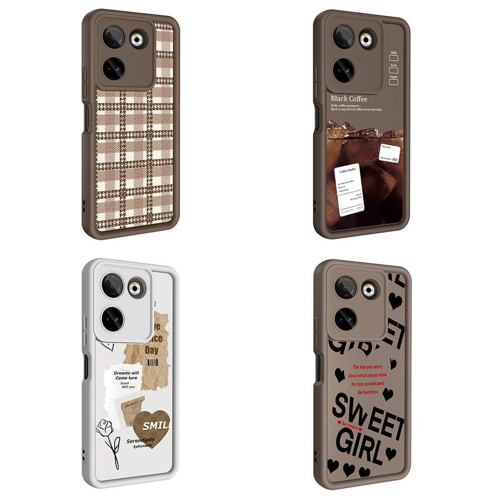 Tecno Camon 20 Pro 4G Case Camera Protection Printed Back Surface Zore Classy Cover Light Brown