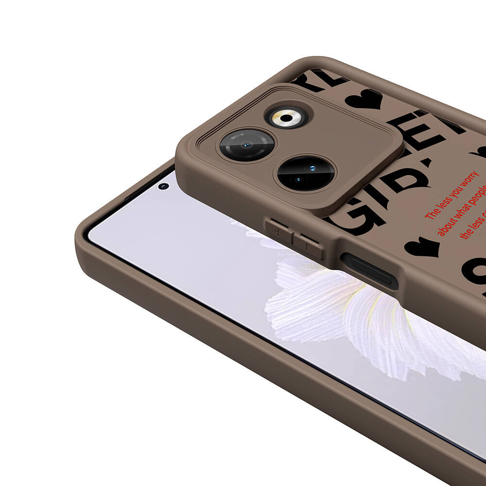 Tecno Camon 20 Pro 4G Case Camera Protection Printed Back Surface Zore Classy Cover Light Brown
