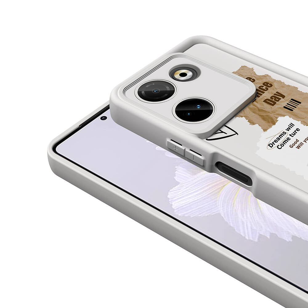 Tecno Camon 20 Pro 4G Case Camera Protection Printed Back Surface Zore Classy Cover White