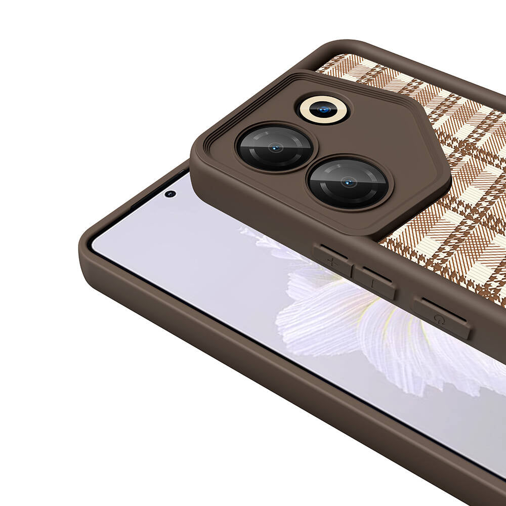 Tecno Camon 20 Pro 5G Case Camera Protection Printed Back Surface Zore Classy Cover Light Brown