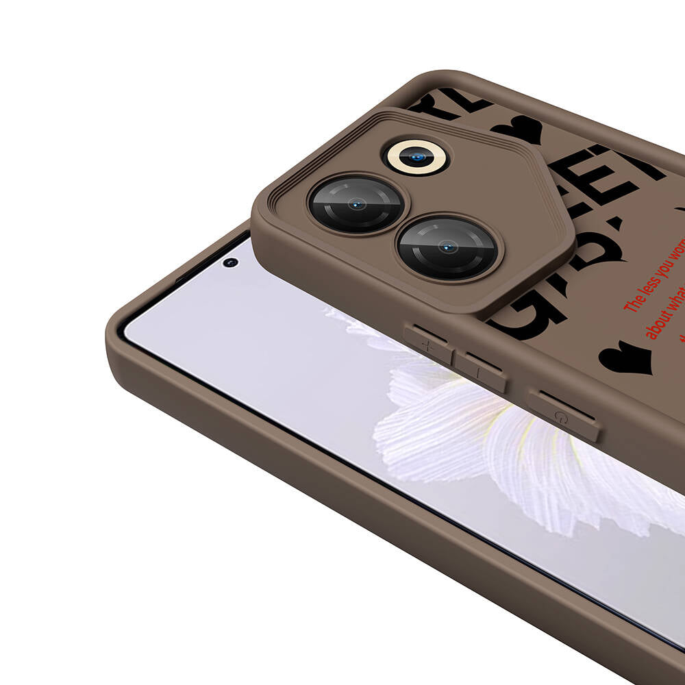 Tecno Camon 20 Pro 5G Case Camera Protection Printed Back Surface Zore Classy Cover Light Brown