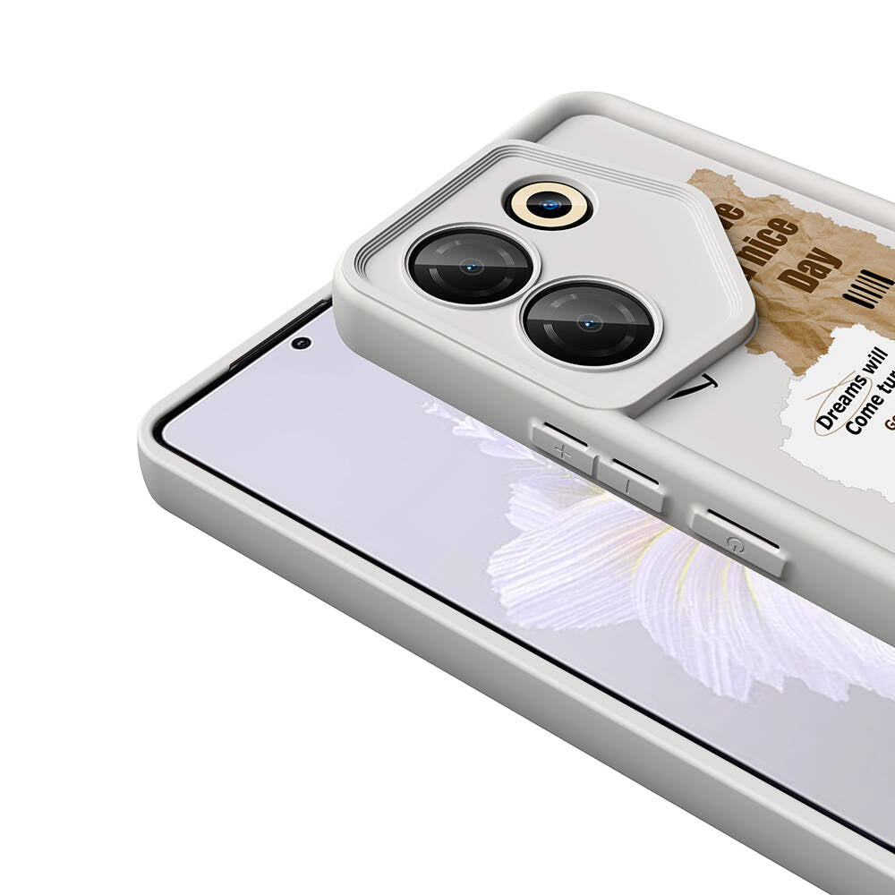 Tecno Camon 20 Pro 5G Case Camera Protection Printed Back Surface Zore Classy Cover White