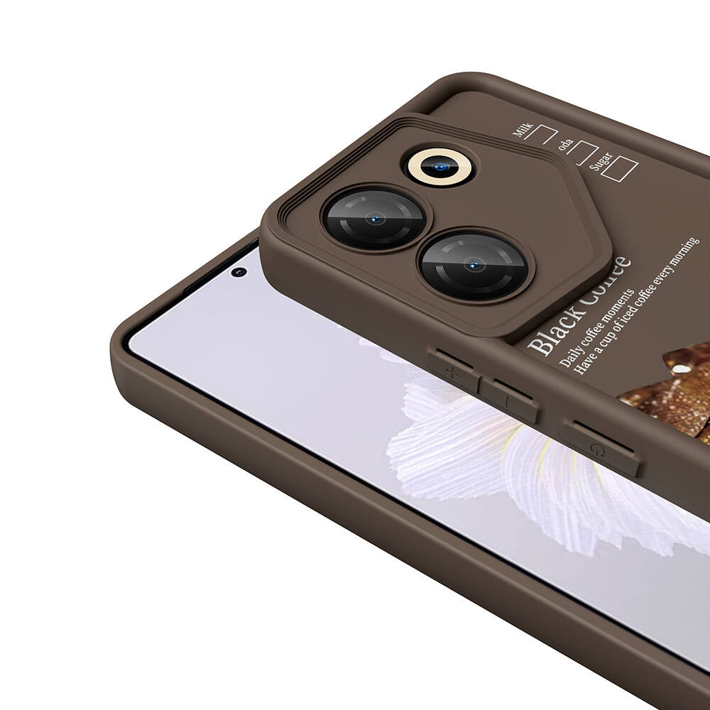 Tecno Camon 20 Pro 5G Case Camera Protection Printed Back Surface Zore Classy Cover Light Brown