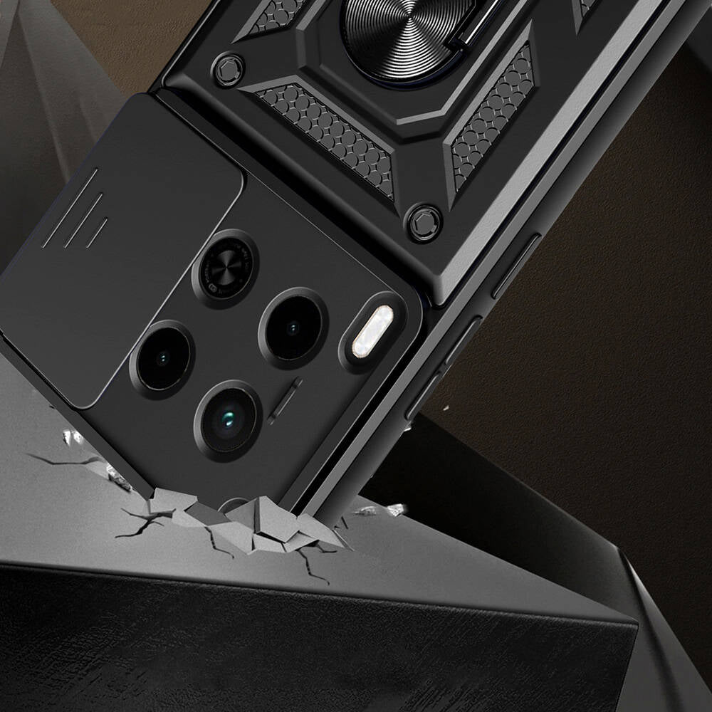 Tecno Camon 30 Case Magnetic Stand Camera Protection Zore Sliding Vega Cover Black
