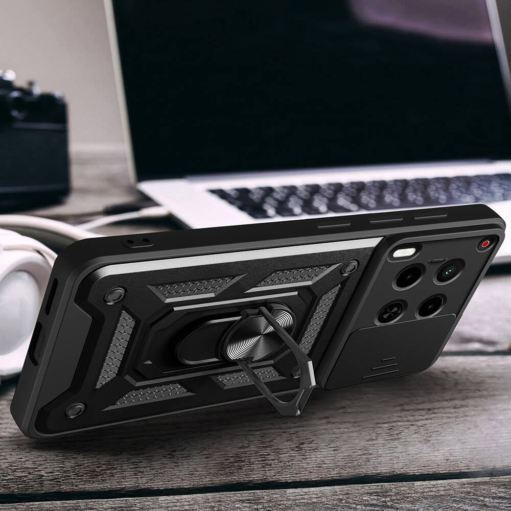 Tecno Camon 30 Case Magnetic Stand Camera Protection Zore Sliding Vega Cover Black