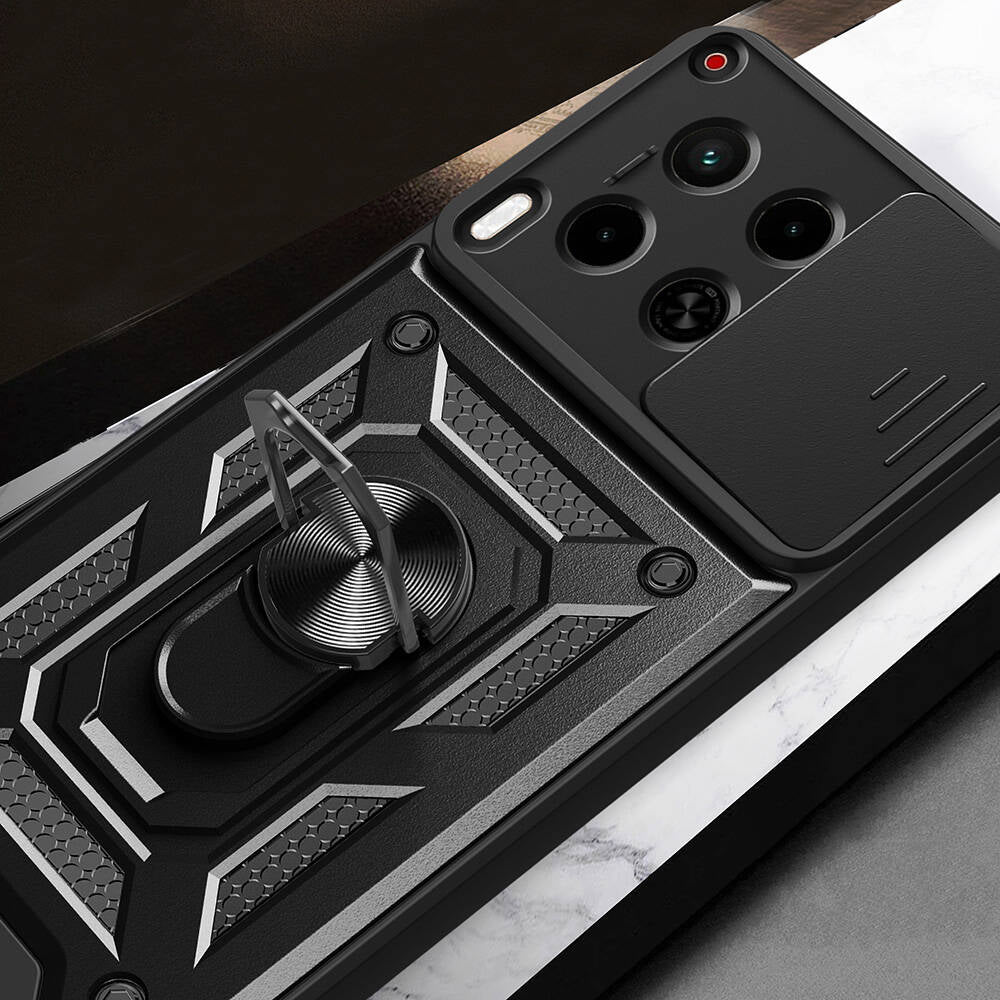 Tecno Camon 30 Case Magnetic Stand Camera Protection Zore Sliding Vega Cover Black