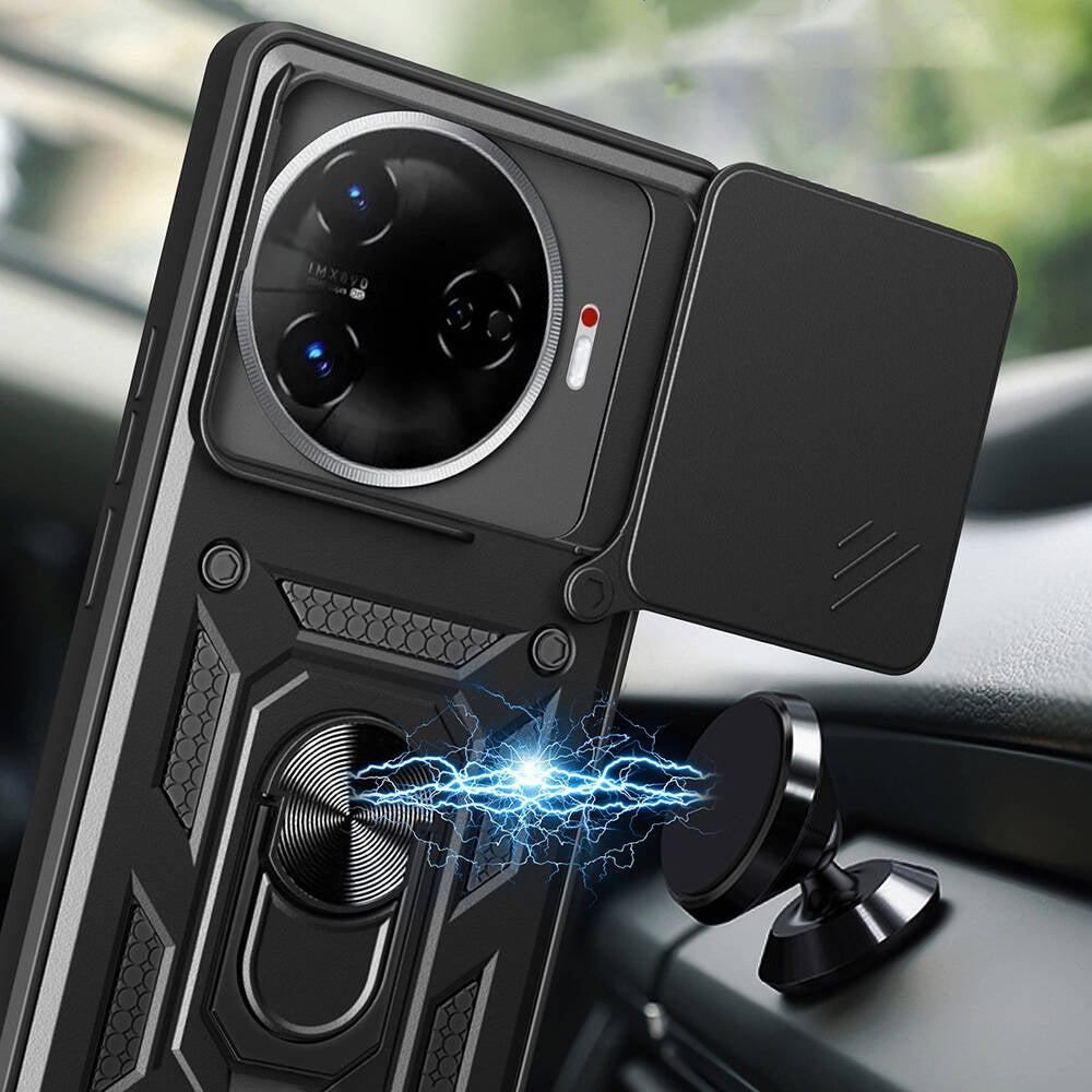 Tecno Camon 30 Pro 5G Case Magnetic Stand Camera Protection Zore Sliding Vega Cover Black