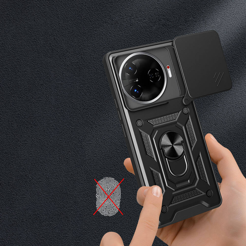 Tecno Camon 30 Pro 5G Case Magnetic Stand Camera Protection Zore Sliding Vega Cover Black