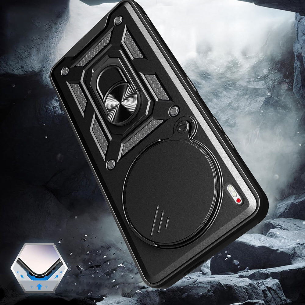 Tecno Camon 40 Premier 5G Case Magnetic Stand Camera Protection Zore Sliding Vega Cover Black