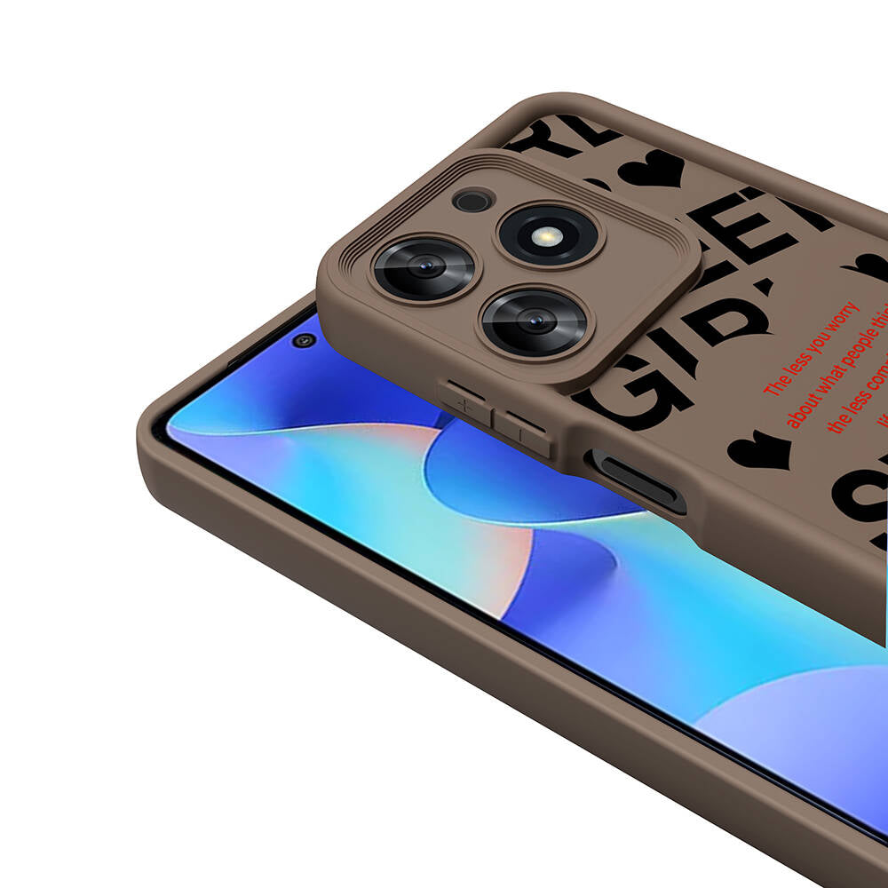 Tecno Spark 10 Pro 4G Case Camera Protection Printed Back Surface Zore Classy Cover Light Brown