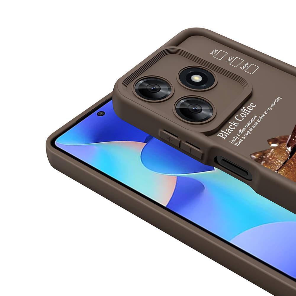 Tecno Spark 10C Case Camera Protection Printed Back Surface Zore Classy Cover Dark Brown