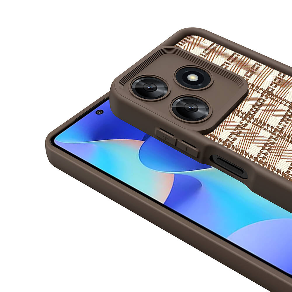 Tecno Spark 10C Case Camera Protection Printed Back Surface Zore Classy Cover Dark Brown
