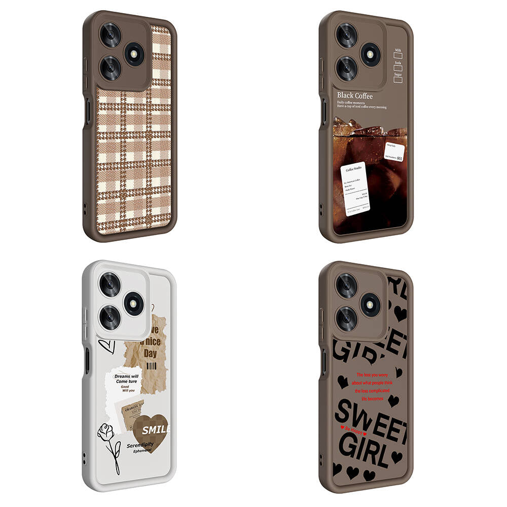 Tecno Spark 10C Case Camera Protection Printed Back Surface Zore Classy Cover White
