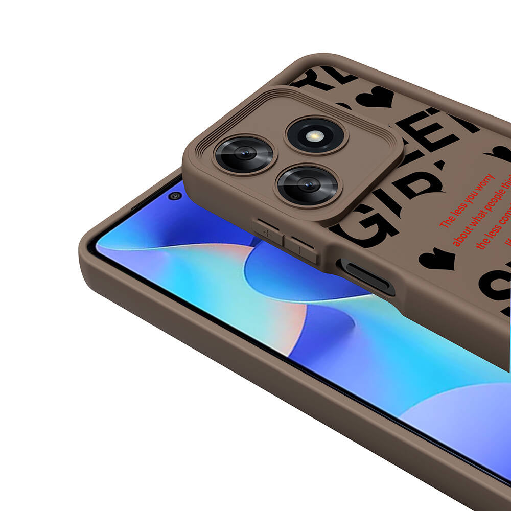 Tecno Spark 10C Case Camera Protection Printed Back Surface Zore Classy Cover Light Brown