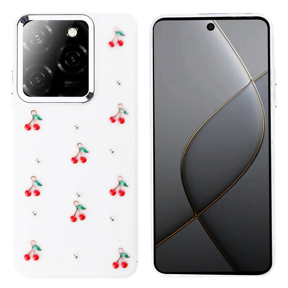 Tecno Spark 20 Pro 5G Case Airbag Design Glitter Transparent Zore Polar Cover Cherry